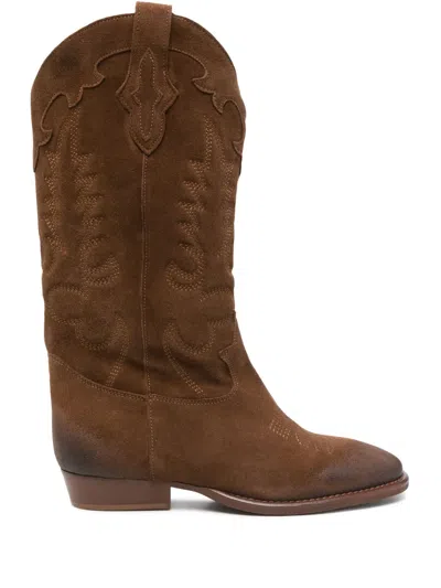 Gisel Moire Guatemala Knee-high Boots In Brown