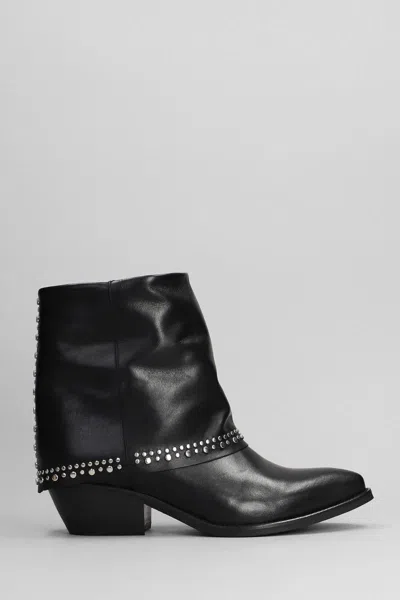 Gisel Moire Irina Texan Ankle Boots In Black