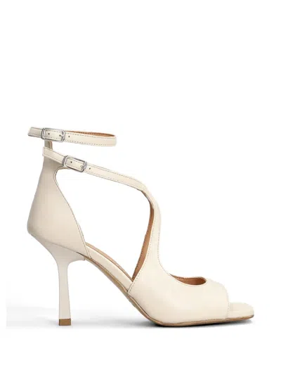 Gisel Moire Kelly Cut-out Sandals In Neutral