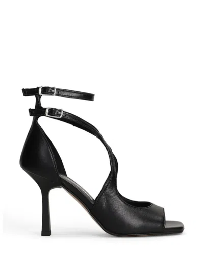 Gisel Moire Kelly Double-strap Sandals In Black