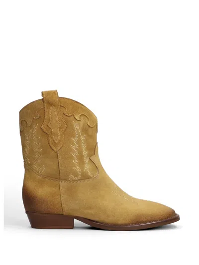 Gisel Moire Malawi Embroidered-details Suede Boots In Multi