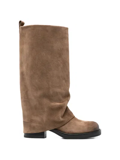 Gisel Moire Manchester Boots In Brown