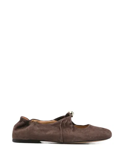 Gisel Moire Marta Button-embellished Ballet Flats In Brown