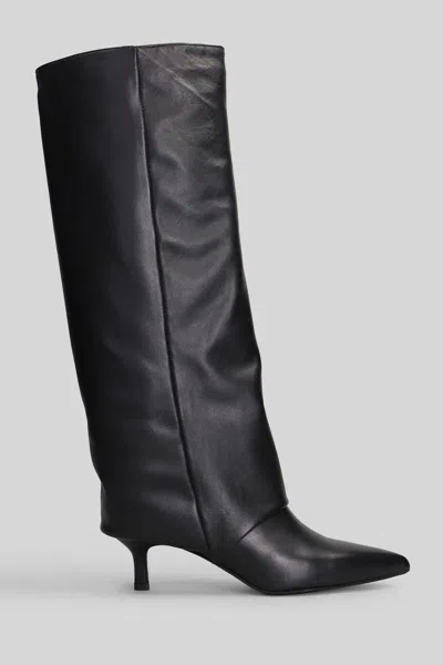 Gisel Moire Matilda High Heels Boots In Black