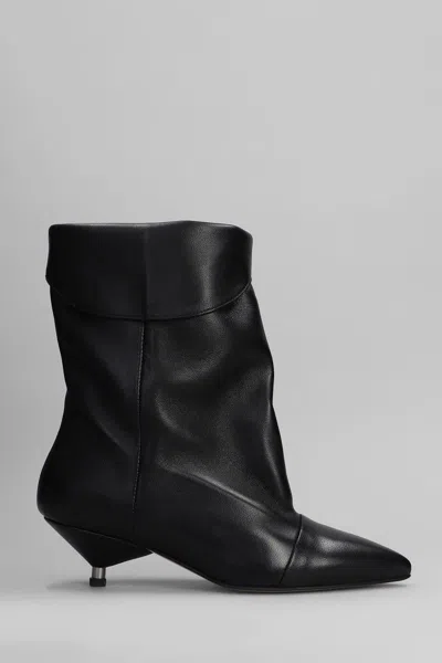 Gisel Moire Miriam Low Heels Ankle Boots In Black