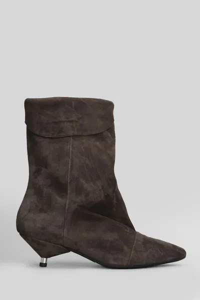 Gisel Moire Miriam Low Heels Ankle Boots In Brown