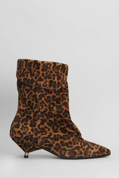 Gisel Moire Miriam Low Heels Ankle Boots In Multi