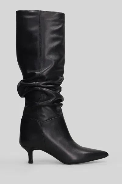 Gisel Moire Morgan High Heels Boots In Black