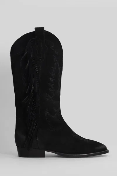 Gisel Moire Oklahoma Texan Boots In Black