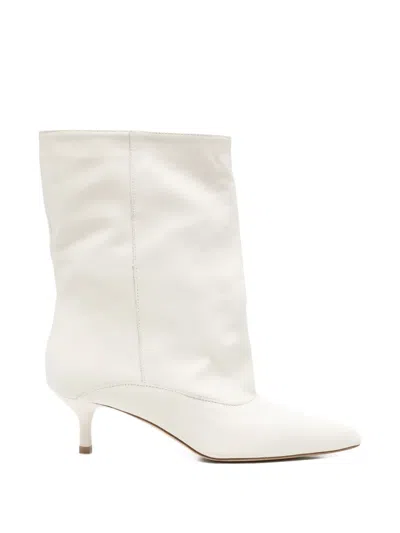 Gisel Moire Pointed-toe Boots In White