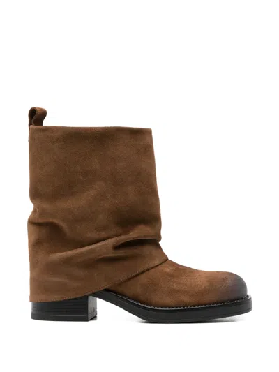 Gisel Moire Royal Ankle Boots In Brown