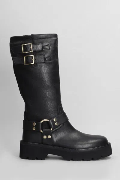 Gisel Moire Samuel Low Heels Boots In Black