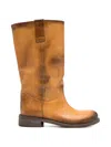 Gisel Moire Stev Leather Boots In Brown