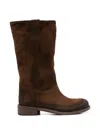 Gisel Moire Stev Suede Boots In Brown