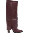 Gisel Moire Teddy Boots In Burgundy
