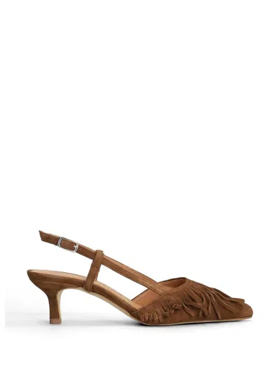 Gisel Moire Vilma Fringe-trim Slingback Pumps In Burgundy