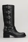Gisel Moire Windsor Low Heels Boots In Black