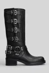 Gisel Moire 50mm Buckle-detail Boots In Black