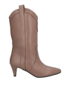 Gisel Moire Gisél Moiré Woman Ankle Boots Light Brown Size 7 Leather In Beige