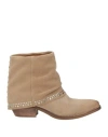 Gisel Moire Gisél Moiré Woman Ankle Boots Sand Size 7 Leather In Beige
