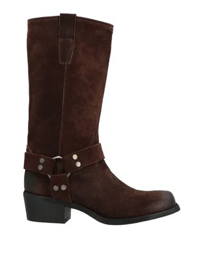 Gisel Moire Gisél Moiré Woman Boot Dark Brown Size 7 Leather