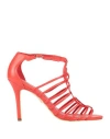 Gisel Moire Gisél Moiré Woman Sandals Coral Size 9 Soft Leather In Red