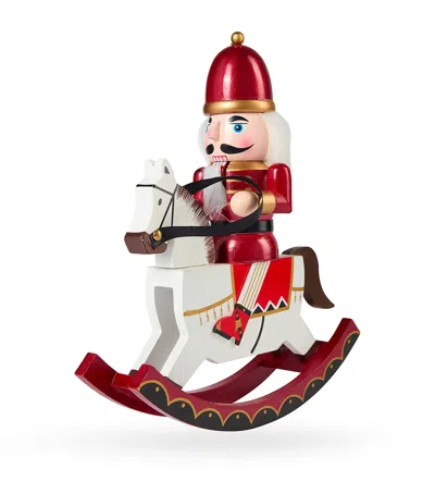 Gisela Graham Wood Jewel-detail Nutcracker On Horse Ornament