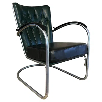 Pre-owned Gispen Culemborg Gispen 412 Padded, Dark Green And Black Cushions Leather Upholstery