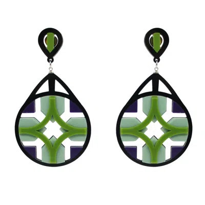 Gissa Bicalho Women's Acrylic Earring Tile Green In Neutral