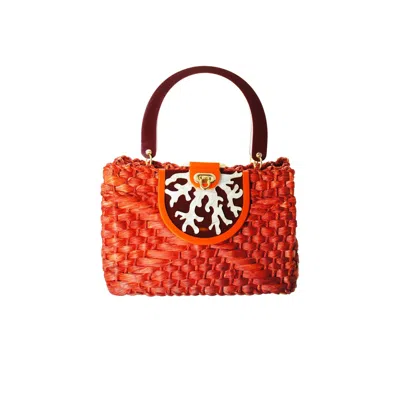 Gissa Bicalho Women's Acrylic Handmade Bag Straw And Coral Red