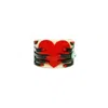 Gissa Bicalho Women's Acrylic Handmade Bracelet Hands & Heart Black & Rose In Black