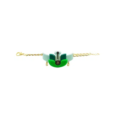 Gissa Bicalho Women's Acrylic Handmade Bracelet Lotus Green