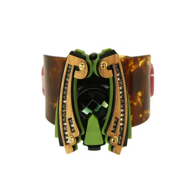 Gissa Bicalho Women's Acrylic Handmade Bracelet Moth Caramel Granite In Brown