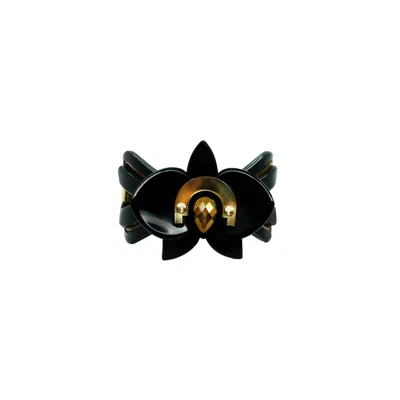 Gissa Bicalho Women's Acrylic Handmade Bracelet Orchid Deco Black