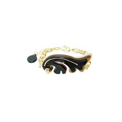 Gissa Bicalho Women's Acrylic Handmade Bracelet Rosebush Black In Gold