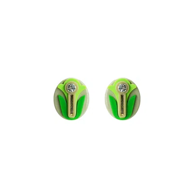Gissa Bicalho Women's Acrylic Handmade Earring Camafeu Flower Green