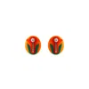 Gissa Bicalho Women's Acrylic Handmade Earring Camafeu Flower Orange In Burgundy