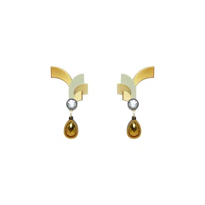 Gissa Bicalho Women's Acrylic Handmade Earring Crest Gold