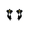 Gissa Bicalho Women's Acrylic Handmade Earring Deco Orchid Black In Black