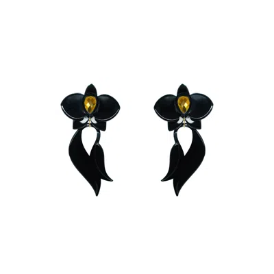 Gissa Bicalho Women's Acrylic Handmade Earring Deco Orchid Black