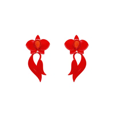 Gissa Bicalho Women's Acrylic Handmade Earring Deco Orchid Red