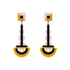 Gissa Bicalho Women's Acrylic Handmade Earring Drops Mustard In Gold