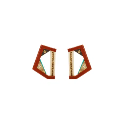 Gissa Bicalho Women's Acrylic Handmade Earring Faceted Cinnamon In Yellow