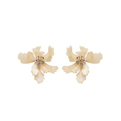 Gissa Bicalho Women's Acrylic Handmade Earring Flower Bee - Neutrals In Yellow