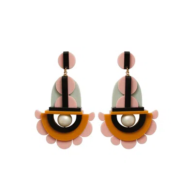 Gissa Bicalho Women's Acrylic Handmade Earring Flower Drops Multicolour