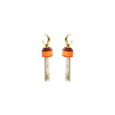 Gissa Bicalho Women's Acrylic Handmade Earring Fringe Butterfly Orange