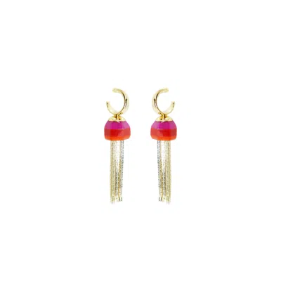 Gissa Bicalho Women's Acrylic Handmade Earring Fringe Butterfly Red