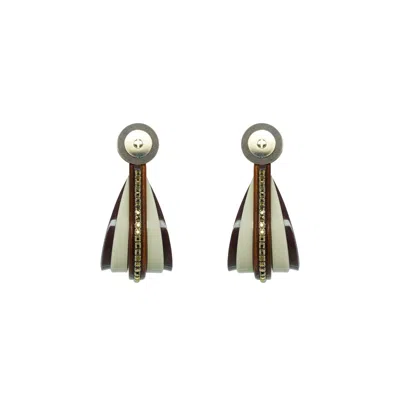 Gissa Bicalho Women's Acrylic Handmade Earring Hoop Empire Gold In Neutral