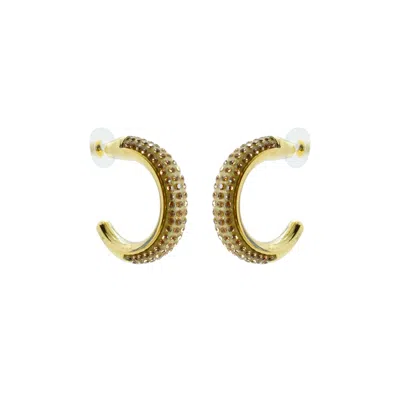 Gissa Bicalho Women's Acrylic Handmade Earring Hoops Strass Golden