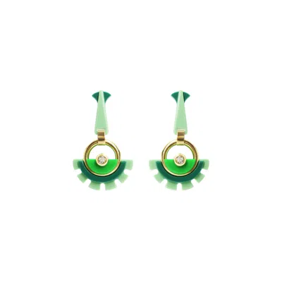 Gissa Bicalho Women's Acrylic Handmade Earring Indaiá Pale Green